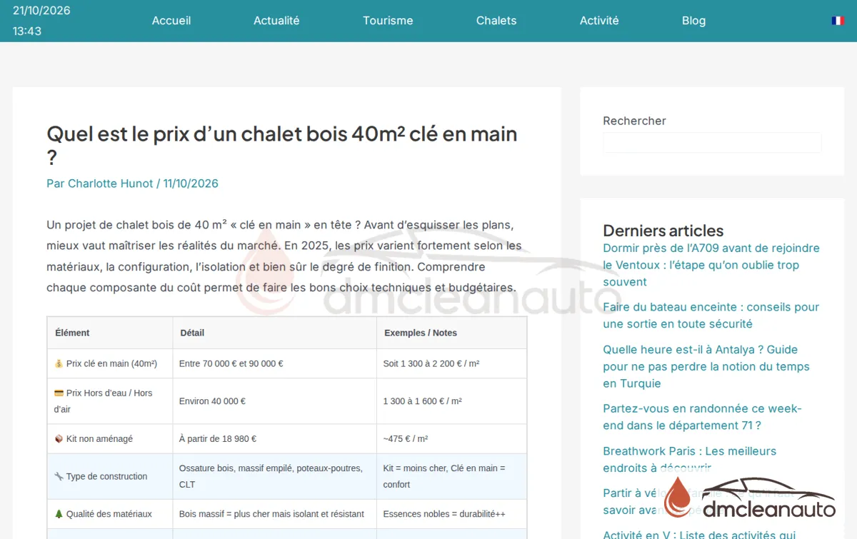 Capture : Quel est le prix d’un chalet bois 40m² clé en main ? • Chalet Eau Vive